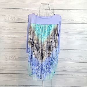 Apt. 9 tunic blouse multi fabric loose fit - purple & teal Women's Size M